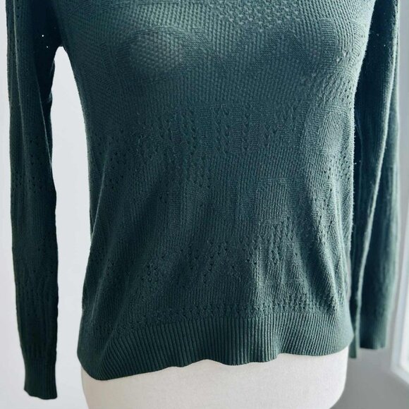 Valentino Forest Green Cotton Jacquard Knit Sweater with Surface Wear – US XS - Picture 2 of 12